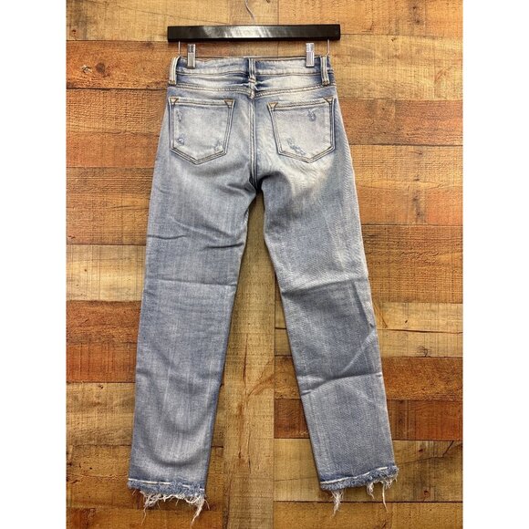 Karen Signature Mid-Rise Ankle Jeans Distressed Hem Light Wash Size 14 - Picture 4 of 6